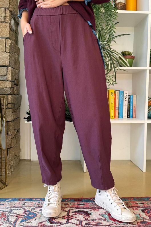 Bengaline Carrot Leg Trouser Aubergine